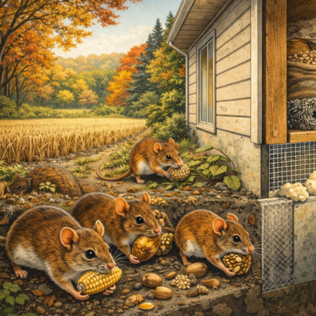 アカネズミの季節的侵入：農地・森林隣接住宅の「蓄え」を守る建築的防衛策