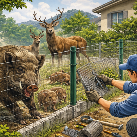 イノシシ・シカの住宅街出没対策：外構破壊を防ぐ「防護柵」の基準と建築的自衛策