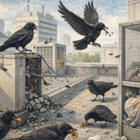 カラス被害と建築防護：屋上設備・ゴミ捨て場の「破壊」を食い止める高強度リフォーム